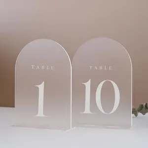 Wedding Table Numbers, 5x7 inch Mirror Arch Table Numbers with Stands, Gold Table Sign Stands 1-20 Printed, Table Number for Wedding Reception, Event, Party, Restaurant, Rustic Design, Acrylic Plaque Decor
