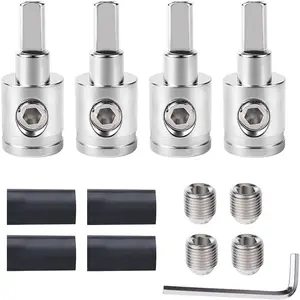 4 Heavy-Duty Car Audio Cable Converters - Size 0 to Size 4 for Amplifier Input, Pin Power and Ground Connection