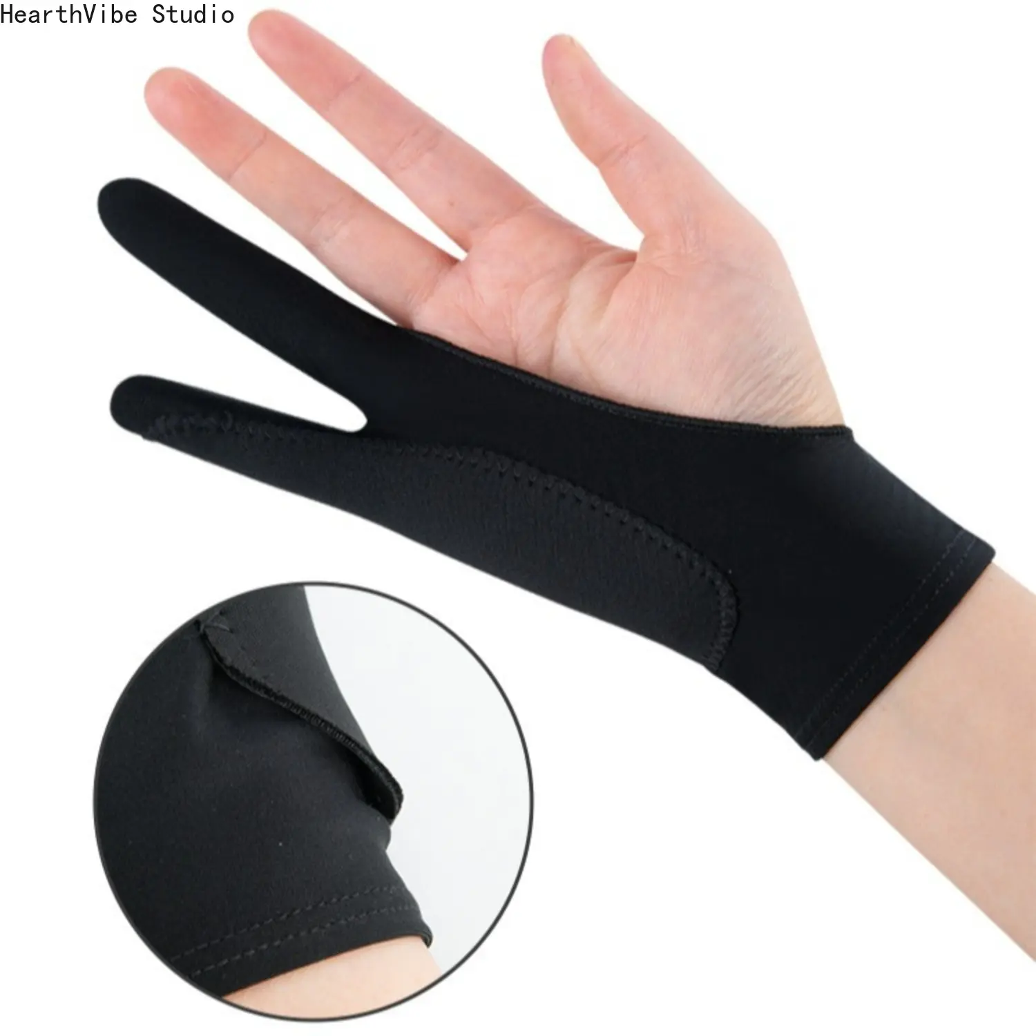 Drawing Gloves [2 Pcs] Artist Graphic Tablet iPad Glove 3-Layer Palm Rejection Two Finger Right Left Hand Art Glove Smooth Elasticity Breathable for Stylus Pen Pencil Sketching Painting