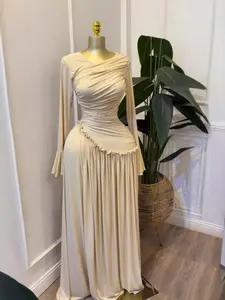 PULKRITU Elegant Women's Long Sleeve O-Neck Big Swing Maxi Dress, Fall & Winter Wear, Sweet Holiday Birthday Party Sexy Dress, Casual Style