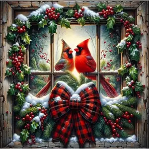 New DIY 5D Diamond Painting Kit, Diamond Pattern Design, Joyful Christmas Parrot Theme, Full Drill Mosaic Art, Home Wall Decor Gift, Large Size, Model Xinghao Z123