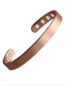 Unisex Simple Style Copper Bangle Bracelet, Trendy Minimalist Magnetic Cuff Bangle, All-match Vintage Jewelry As Birthday Gift for Friends, Elegant Minimalist Bangle, Trendy Bangles, Fashion Bracelets