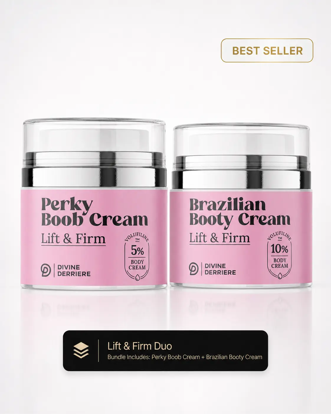 Lift & Firm Duo | Divine Derriere Perky Bust Cream + Brazilian Booty Cream with Volufiline | Your Bust & Booty Firming Power Couple for Smoother, Firmer-Looking Skin Bum Bum Cream