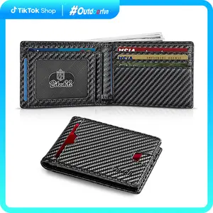 Zitahli Mens Slim Carbon RFID Blocking Minimalist Bifold Credit Card Holder Wallet Cartera Para Hombre Leather Outdoorfun
