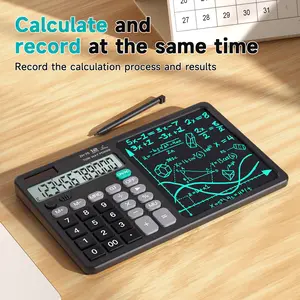 Desk Calculator Large Display with 7'' Erasable Writing Pad, 2 in 1 Desktop LCD Science Calculator, Rechargeable Solar Power Professional Calculator for Home School Office Business Office, Classroom Must Haves for Middle High School Supplies & College
