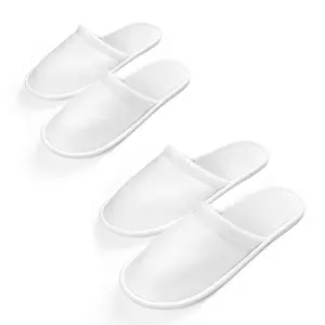 Spa Slippers, 24 Pairs Velvet Closed Toe Disposable Slippers Fit Size for Men and Women for Hotel Home Guest Used, White Non-Slip Slippers springtok