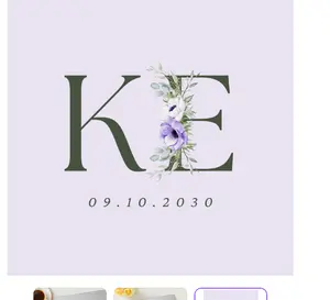 Lavender And Green Elegant Floral Wedding Initial Name Sticker