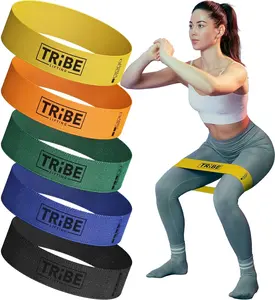 Tribe Lifting Fabric Resistance Bands for Glutes & Legs | 5 Fabric Workout Bands Set | Thick Booty Bands for Squats, Lunges, Hip Training, Physical Therapy & Home Workouts