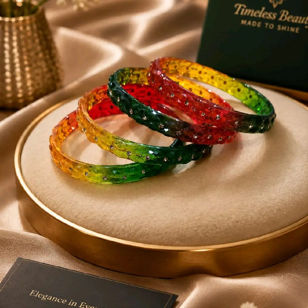 Stunning Moti Raindrop Stone design glass bangles