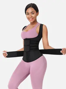 FeelinGirl Plus Size Waist Trainer Vest With 3 Rows of Eye and Hook Compression Cotton Shapewear Spandex Womenswear Everyday Basic Adjustable Belts