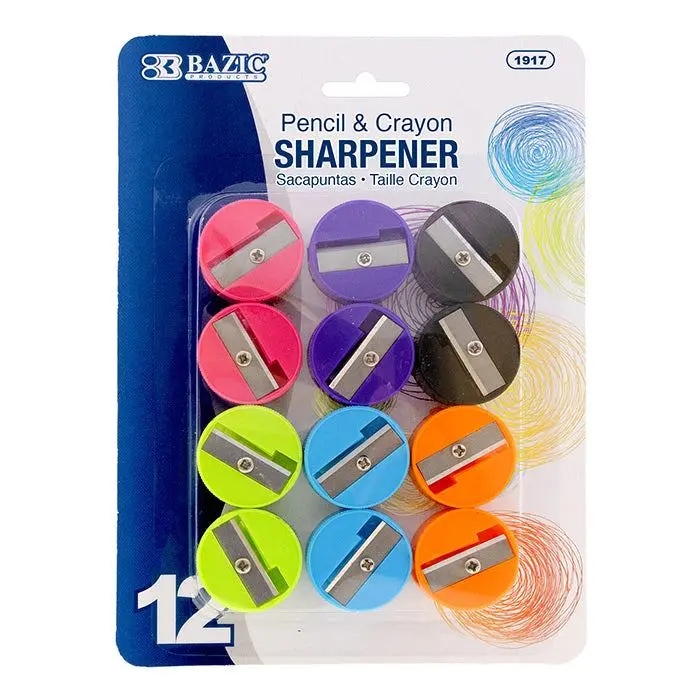 BAZIC Round Pencil Sharpener (12/Pack)