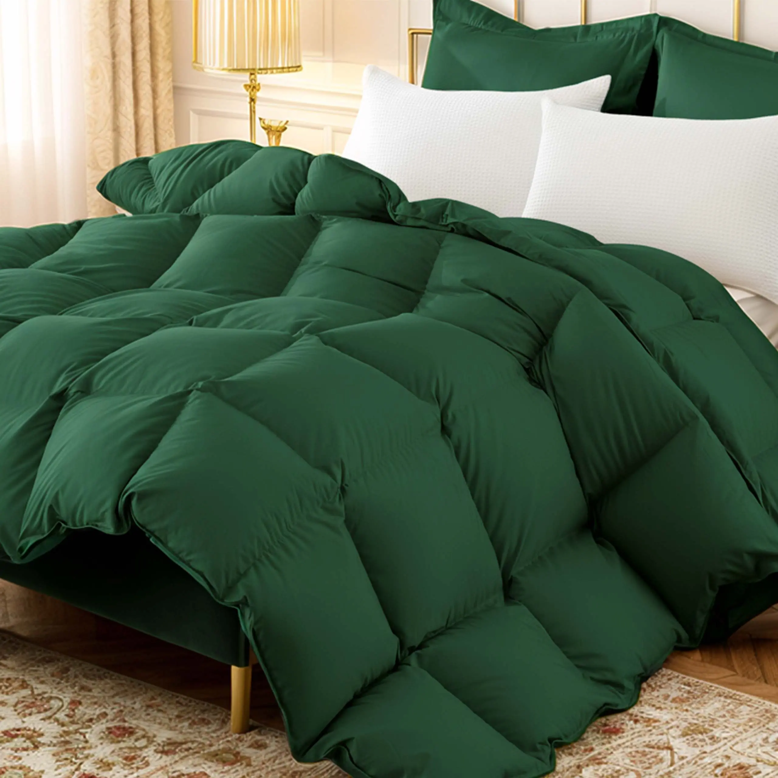 KAKABELL Ultra-Soft Luxury Goose Down Feather Comforter | Medium Warmth All-Season Fluffy Duvet Insert, Noiseless Bed Comforter with 8 Corner Tabs, Gift to Family (Palatial King/ California King/ King/ Queen/ Twin)