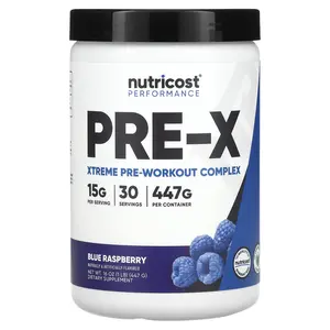 Nutricost Performance, PRE-X, Xtreme Pre-Workout Complex, Blue Raspberry, 1 lb (447 g)