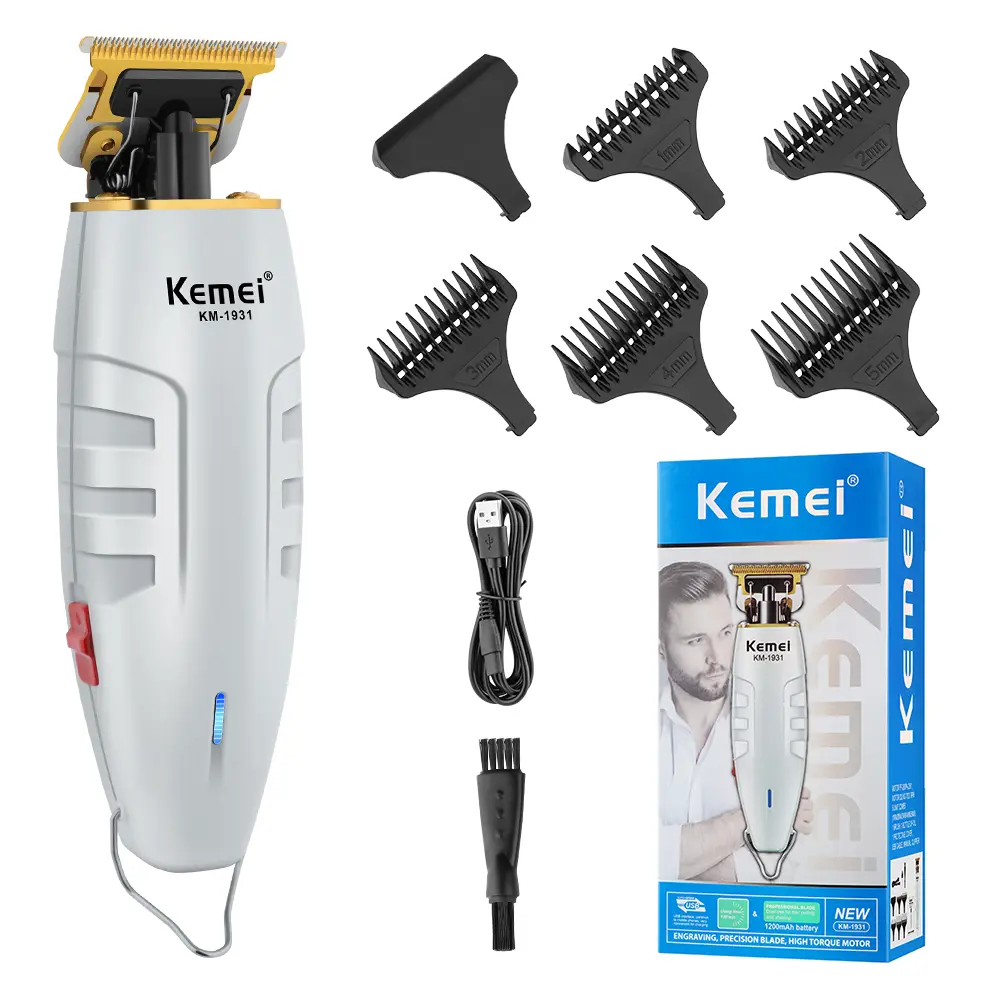 KEMEI Cordless Hair Clipper for Men, Professional USB Rechargeable Fade Trimmer with High-Power Lithium Battery for Smooth Cutting
