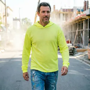 Hooded Long Sleeve Hi Vis Shirt – Lightweight Mesh Polyester