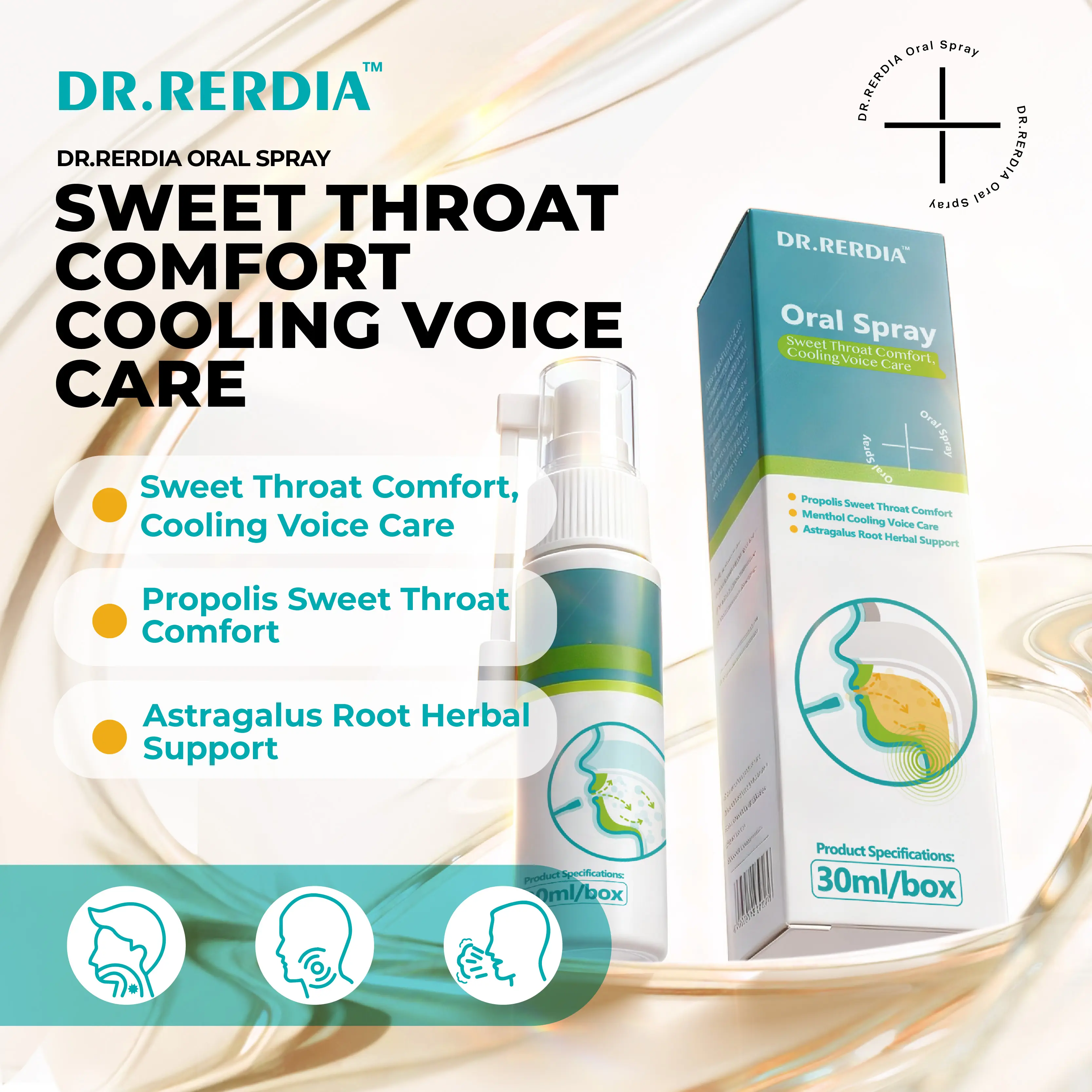 [In Stock]DR.RERDIA Oral Spray with Propolis, Menthol & Astragalus Root — Gentle Daily Care