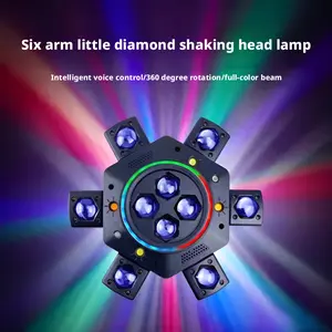 Six-Arm Vajra Demon Ball Pattern Strobe Laser Light Bar Disco Stage Light KTV Flash Light Rotating Moving Head Light