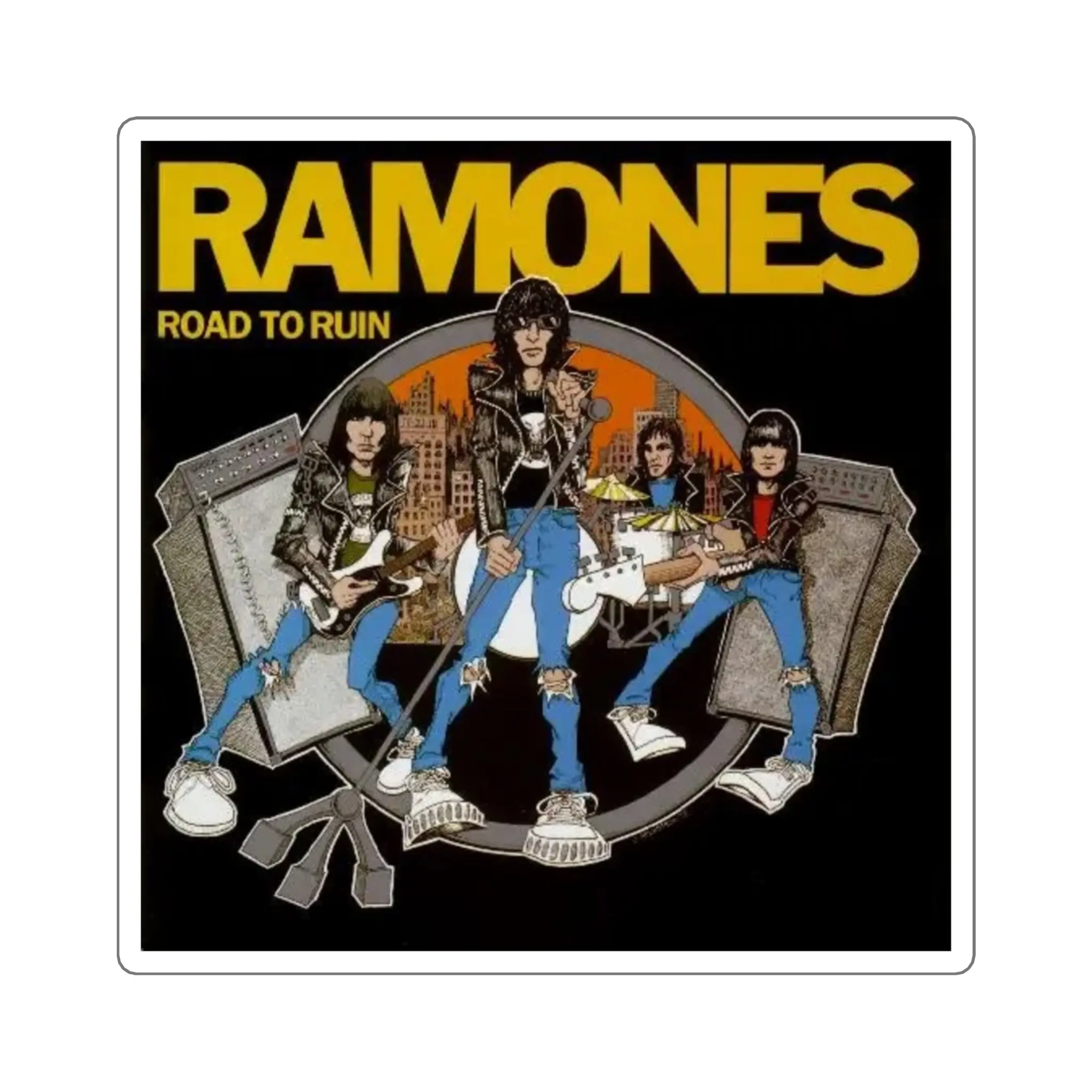 Ramones “Road to Ruin” Album Sticker | Vintage Punk Rock Decal for Laptop & Journal Punk Rock Gifts, Album Art Decor