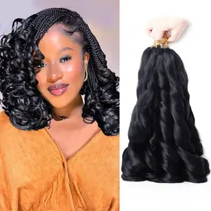 French Curl Braiding Hair 12 Inch Natural Black 8Packs Loose Wavy Spiral Curly Braiding Hair Extensions for Crochet Braids Soft French Curl BraidingHair for Women(8Packs, 1B)