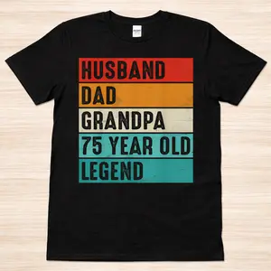 Vintage Birthday T-Shirt 75 Year Old Legend Design, Retro Classic 1950 Style Graphic Tee, Funny Dad Grandpa Birthday Shirt, Gift for Father Grandfather Celebration