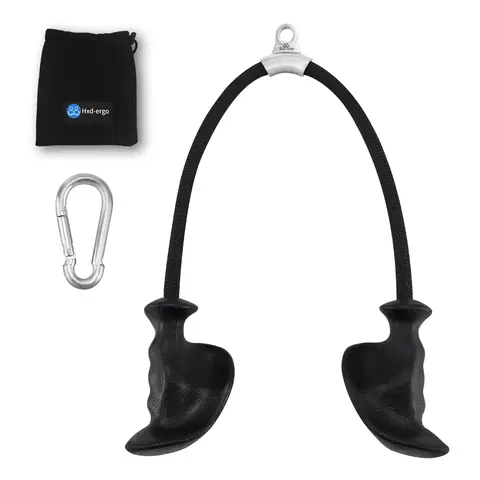 HXD-ERGO Nylon Tricep Rope Cable Attachment - Heavy-Duty Gym Equipment for Beginners, Ergonomic Anti-Slip TPE Rubber Handles, 950 lbs Capacity, Universal Hook, 304 Steel Buckle, Snap Rings, Storage Bag, Gym Stuff Accessories, Training Equipment