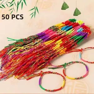 Handmade Friendship Bracelets, 50 Pcs Random Colors, Party Supplies, Dragon Boat Festival Wristbands, Hippie Mexican Gifts, 30cm/12 Inches, Party Favors, Party Favor Packs, Party Favors Assortment