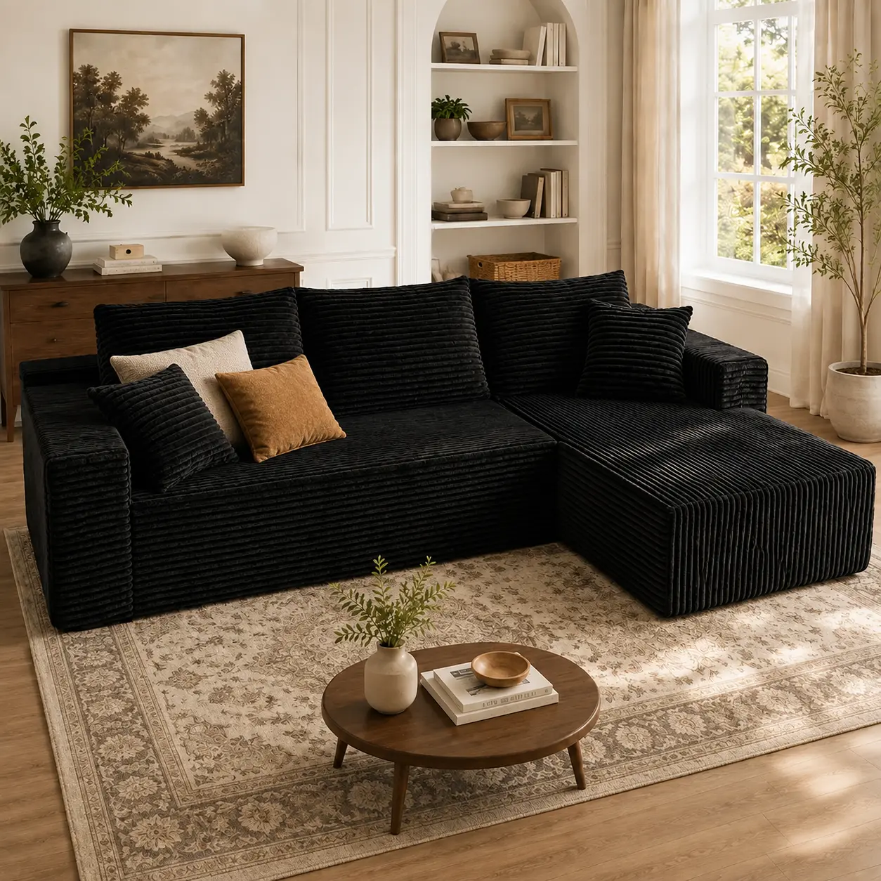 96" l-shaped Sectional Sofa for Living Room, Modern Chenille Couch with Deep Seat Design, Oversized Modular Boneless Sofa, Comfortable Upholstered queen Sofa Set, No Assembly Required, Minimalist Lounge Furniture L shapes of a