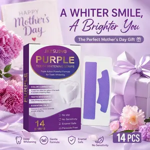14/28/42 Pairs White and Purple Teeth Whitening Strips, Teeth Brightening Strips, No-Sensitivity Bleaching Gel Strips and Colour Corrector, At-Home Teeth Whitener with Purple Correct Teeth Whitening Technology, Peroxide-Free Formula