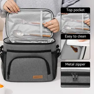 Insulated Lunch Bag for Women Men Reusable Lunch Box for Office Picnic Hiking Beach Leakproof Cooler Tote Bag Organizer with Adjustable Shoulder Strap for Adults