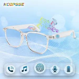 Koipsse Smart Audio Glasses Wireless TWS Earbuds HiFi Open-Ear Mic V5.4 Dual Touch Control Transparent Suitable for Men Women Gift Technology Call Music Volume Adjustment Multifunctional Smart Glasses Wearable Smart Glasses