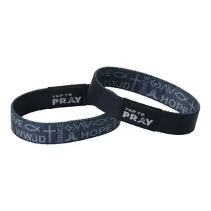 Tap To Pray® Wristband – Symbols of Faith - Grey