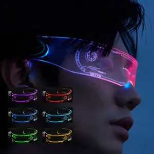 Flashing LED Glasses Frame, Adjustable Color Changing Eyewear, Cyberpunk Party Essential, Ktv Bar Decoration, Photo Prop Light-up Glasses, Party Event Props, Music Festival Glitter Decoration Glasses.Fashion products