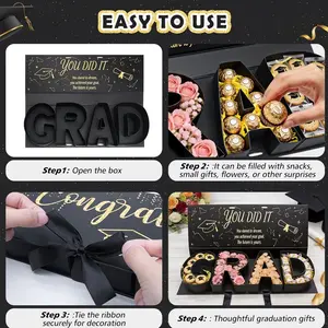 Graduation Gift Box 2026, Letter Shape Fillable Cardboard Box, DIY Graduation Gift Box, Perfect for High School or University Graduates