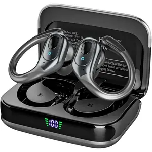 Wireless earbuds, sports Bluetooth earphones, 75 hours of ultra long battery life, with LED battery display, noise cancelling earphones, IPX7 waterproof, suitable for sports/running