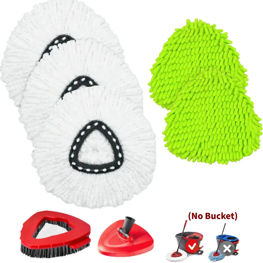Spin Mop Scrub Brush Head Compatible with EasyWring 1-Tank System, Hard Bristle Replacement Brush Head for Kitchen, Bathroom, Tile, Marble & Hardwood Floors (Handle & Bucket Not Included)