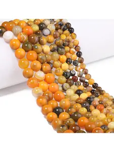 6/8/10mm Natural Stone Yellow Agate Round Beads Exquisite Loose Spaced Beads Used for Jewelry Making DIY Bracelets, Necklaces, Earrings, Crafts Accessories, Men's and Women's Gifts