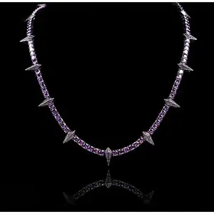 [ICE HUE]18K Gold Vacuum Plated Copper with 5A+ Sri Lanka Zircon Black Spike Necklace Miami Italy Mexico & Micro Inspired for Women & Men Luxury Jewelry,Daily Wear,Casual Fashion,Gift Idea,,Classic,Minimalist,Simple,Sporty Style