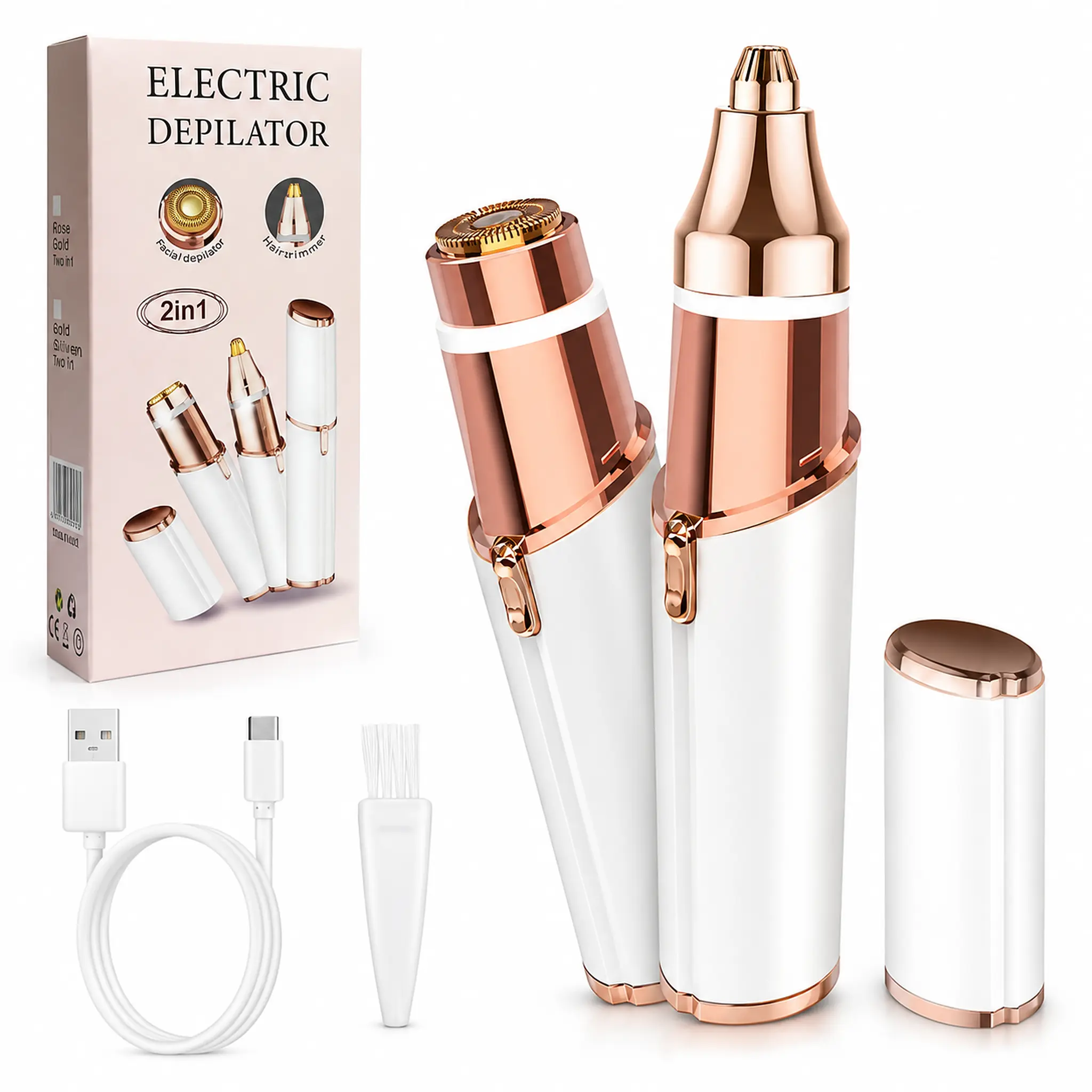 Women's Rechargeable Lightweight Cordless Compact Facial Hair Remover - Peach Fuzz Trim, Upper Lip & Chin Groomer, Travel-Ready White Home/Party Gift