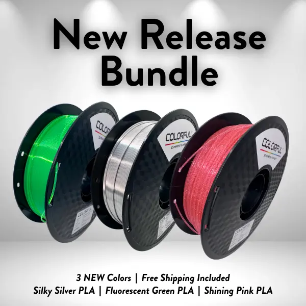 Texas Colorful Filament New Release PLA Filament Bundle – Silky Silver, Fluorescent Green & Shining Pink, 1.75mm, 3kg