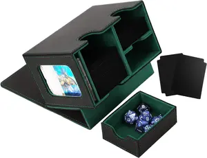 Commander Display Deck Box with Dice Tray – Card Storage Case Holds 160 Double-Sleeved or 200 Single-Sleeved Trading Cards, TCG Deck Box with Dual Display Windows