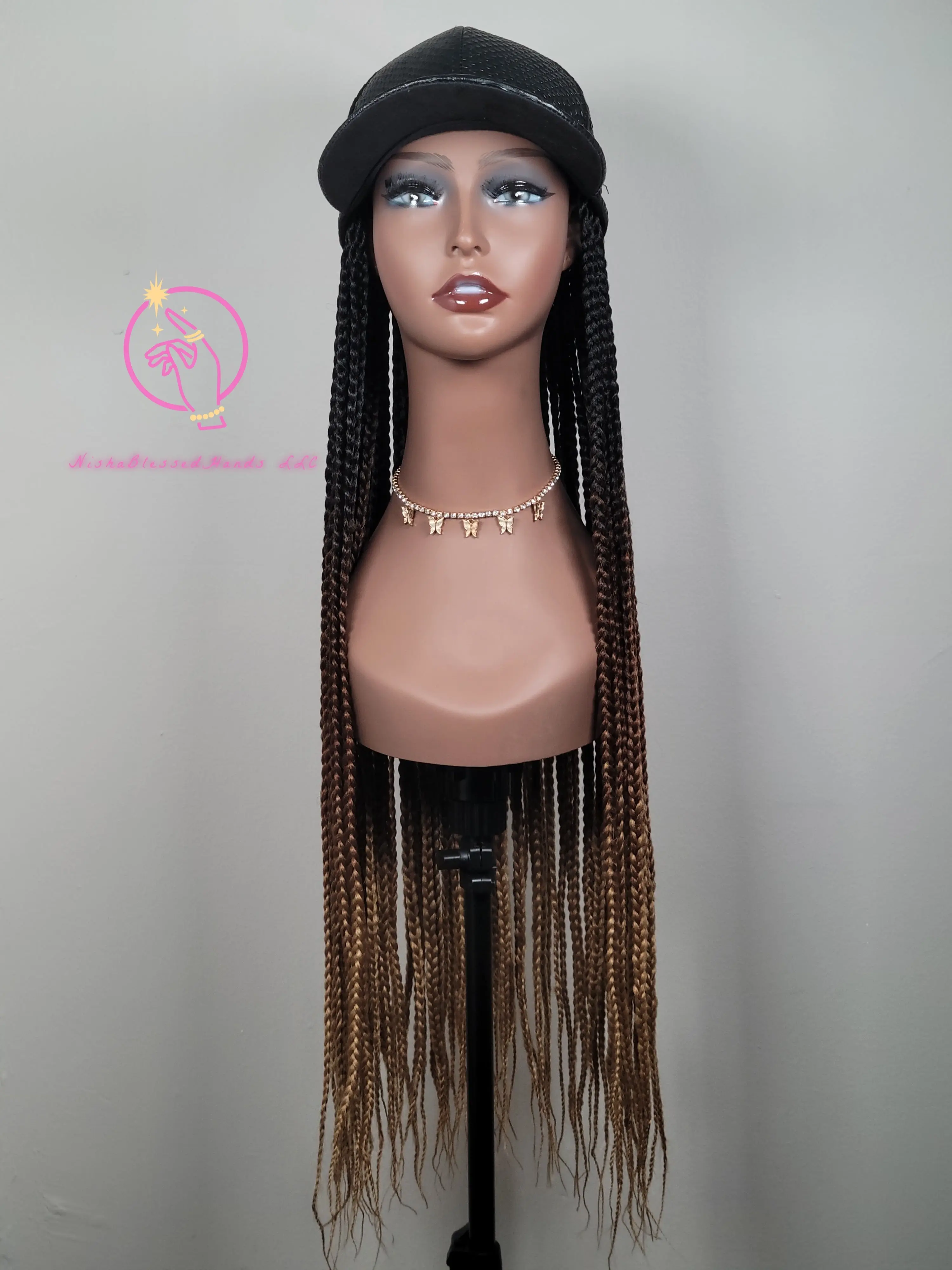 (Pre-Order) Custom Hat Wigs With Synthetic Hair, Precision Braid Design, Braids Hairstyles for Adults, Daily Wear Fashion Accessory, Efficient Styling, Hair Braids
