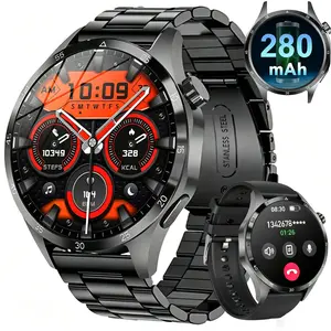 Active Men's military smartwatch,280mAh/1.52 inch AMOLED HD large screensmartwatch, phone sync information, wirelesscall, flashlight/multiple exercise modes /,fitness tracker watch for Android and iPhone,black Sports Tracking Wristwatch Wearable