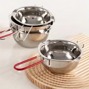 1pc stainless steel chocolate melting pot with anti-scald handle (450ml/650ml) double boiler pot, chocolate melting pot, butter warmer, used for melting chocolate, candy, candles, soap, wax, DIY baking tool, B6