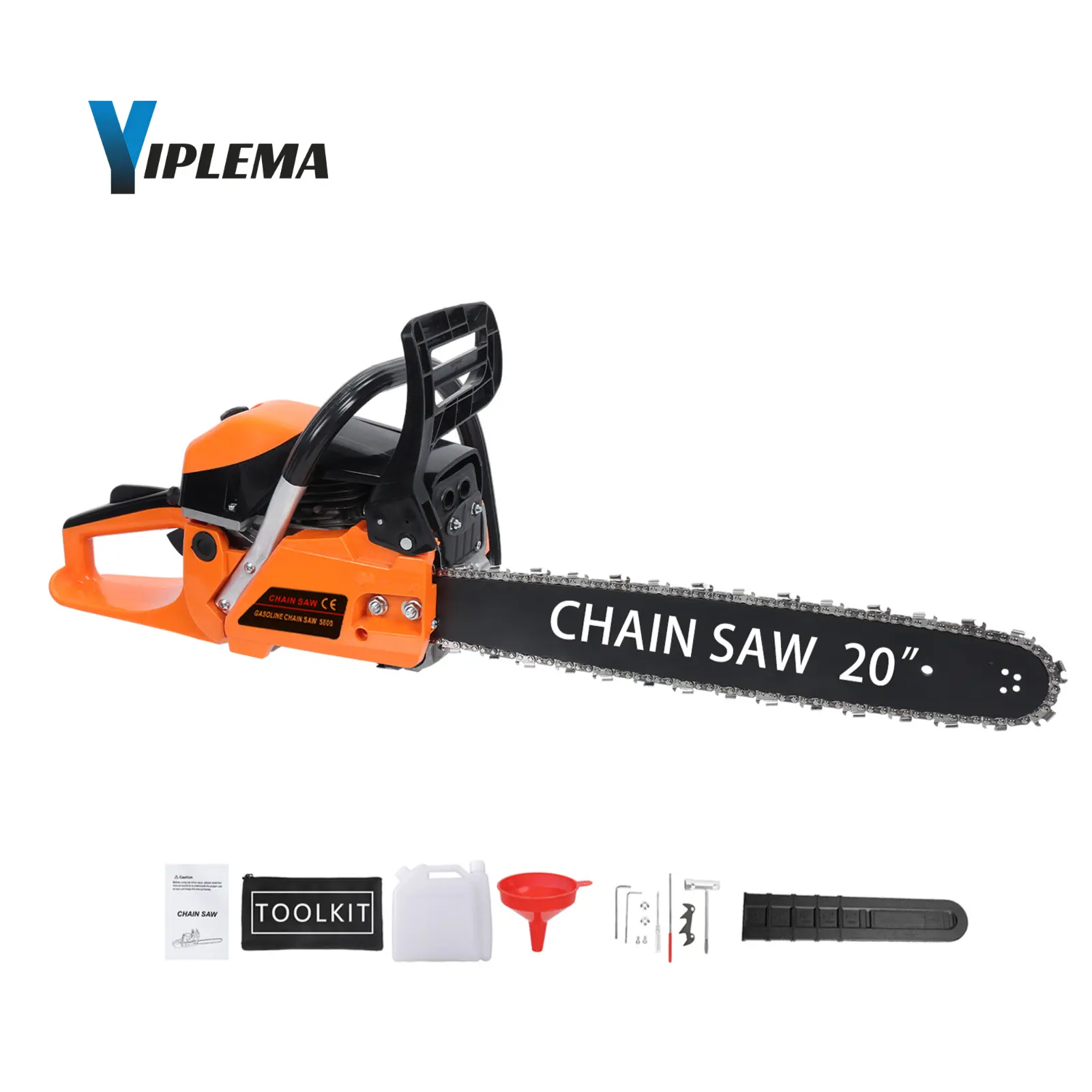 【Summerfinds】YIPLEMA 58CC 2-Cycle 2200W Gas Chainsaw, 20-Inch Handheld Cordless Petrol Chainsaw with Tool Kit & Funnel, 0.52L Cutting Wood Tool for Forest & Garden Use