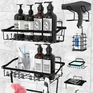 "FLASH SALE ALERT" Shower Caddy 7 Pack Adhesive Shelf Organizers for Bathroom Kitchen Storage No Drilling Large Capacity Stainless Steel Home Organizer (Pack of 7)