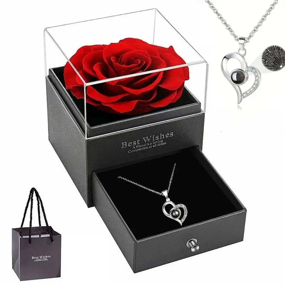 100 Languages "I Love You" Projection Necklace, Elegant Heart-Shaped Pendant Exquisite Jewelry Gift, Romantic Valentines Day Anniversary Gift for Her, Amour Heart Necklace, Romantic Accessories, Meaningful Gifts