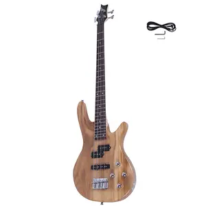 Exquisite Burlywood IB Bass with Power Line & Wrench Tool 24 Frets 34" Scale Maple Neck Rosewood Fingerboard Split Single-Coil Pickup Complete Package for Stage & Studio