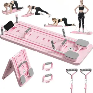 Pilates Board - Pilates Reformer Set, Multi-Purpose Foldable Pilates Reformer Board for Home, 5 in 1 Pilates Sliding Board, Pilates Machine Equipment (Pink)
