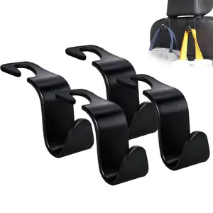 Car Seat Headrest Hook 4 Pack Hanger Storage Organizer Universal for Handbag Purse Coat fit Universal Vehicle Car Black S Type