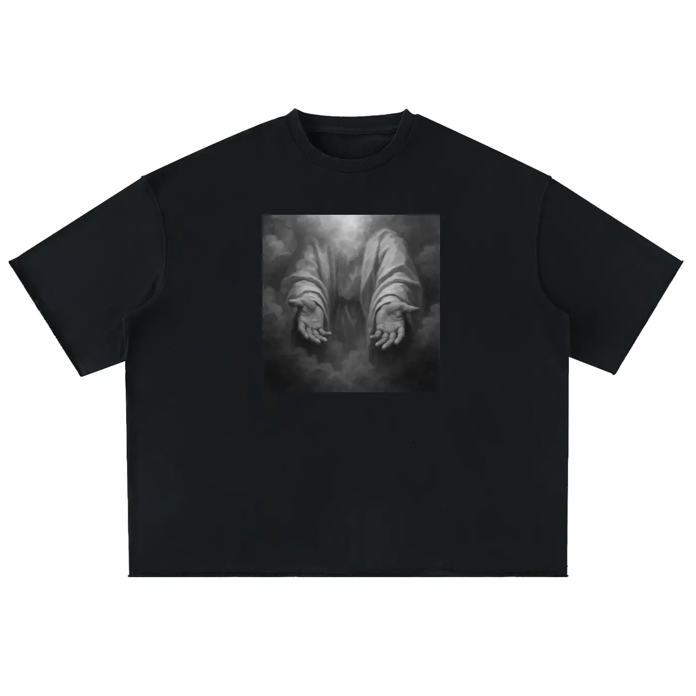 “In God’s Hands” Heavyweight Washed Rolled Hem T-Shirt – Divine Protection Drop